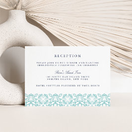 Tarjeta de recepción de bodas Santorini | Aqua