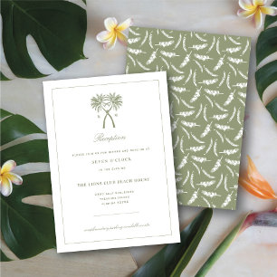 Tarjeta de recepción de bodas tropicales de palmer