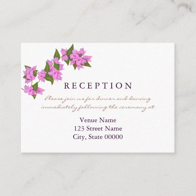 Tarjeta de recepción de bodas tropicales para buga (Anverso)