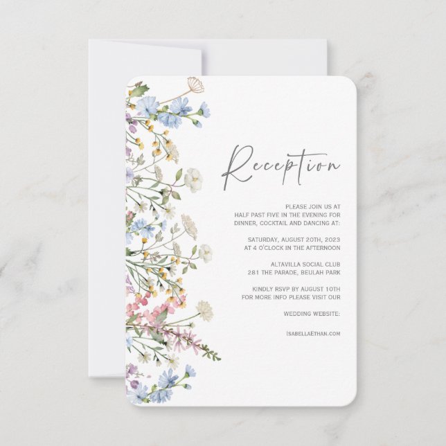 Tarjeta de recepción de Boho de Flor Silvestre (Anverso)