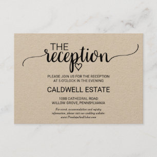 Tarjeta de Recepción de Caligrafía Kraft Simple