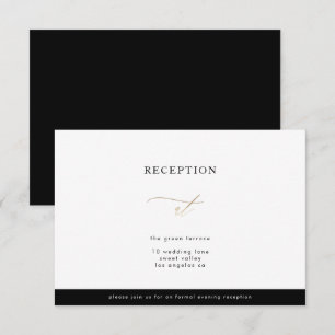 Tarjeta de recepción de caligrafía moderna Gold Ca