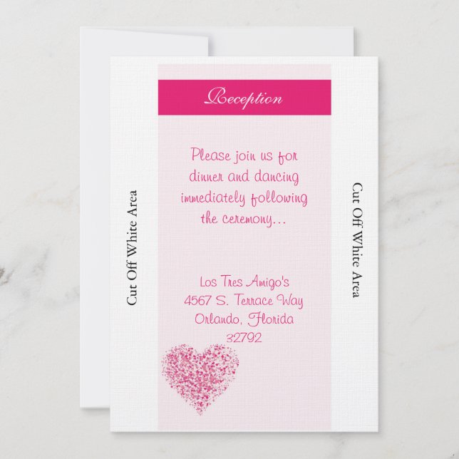 Tarjeta de recepción de casamiento rosa claro (Anverso)