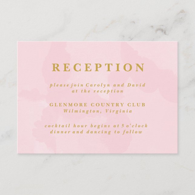 Tarjeta de recepción de casamiento rosa moderno (Anverso)