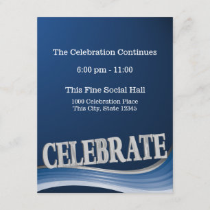 Tarjeta de recepción de celebración de la ola azul