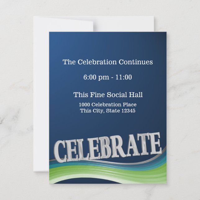 Tarjeta de recepción de celebración de la ola verd (Anverso)