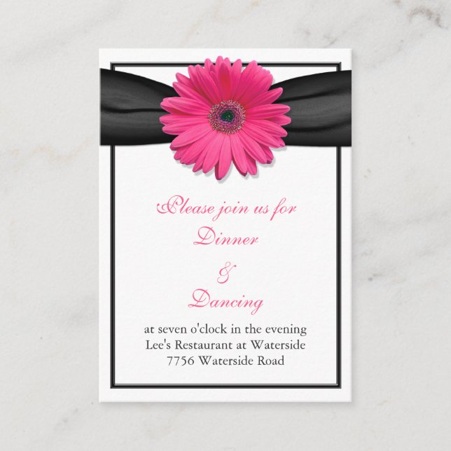 Tarjeta de recepción de cinta negra rosa Gerbera D (Anverso)