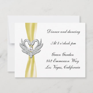 Tarjeta de Recepción de Cisnes de Plata con Cinta