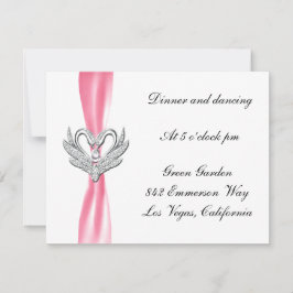 Tarjeta de recepción de cisnes plateados de cinta