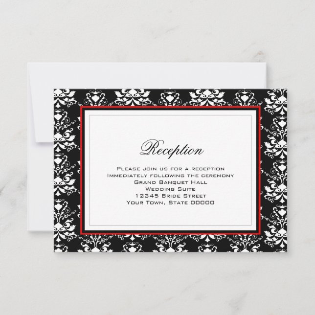 Tarjeta de recepción de color negro y blanco Damas (Anverso)