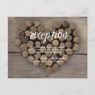 Tarjeta de recepción de corazón de corcho de vino