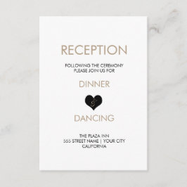 Tarjeta de Recepción de Corazón en Blanco y Negro