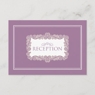 Tarjeta de recepción de corazón encantador (púrpur