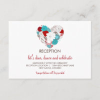 Tarjeta de Recepción de Corazón Floral Caprichoso