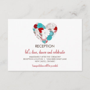 Tarjeta de Recepción de Corazón Floral Caprichoso 