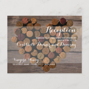 Tarjeta de recepción de corcho de vino rústico