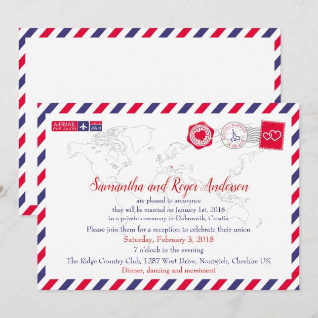 Tarjeta de recepción de correo aéreo de Croacia (Anverso / Reverso)