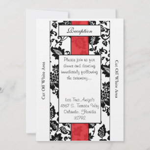 Tarjeta de recepción de Damasco de Floral Negro/Ro