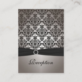 Tarjeta de recepción de Damasco gris y negro