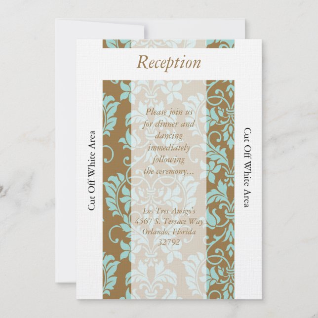 Tarjeta de Recepción de Damasco Marrón y Azul (Anverso)