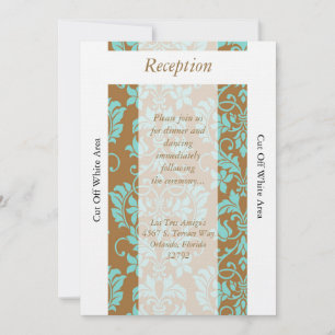 Tarjeta de Recepción de Damasco Marrón y Azul