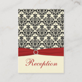 Tarjeta de recepción de damasco rojo, marfil y neg