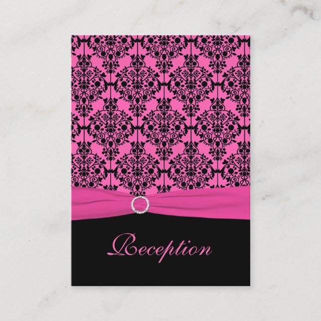 Tarjeta de recepción de Damasco rosa y Negro (Anverso)
