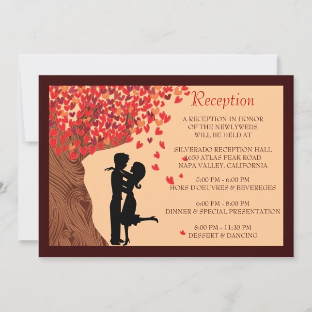 Tarjeta de recepción de encaje de encino de la par (Anverso)