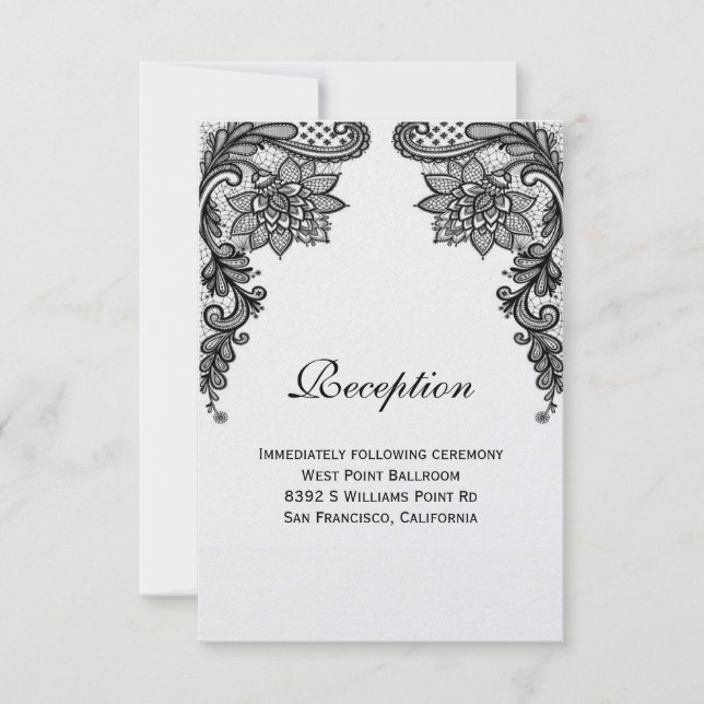 Tarjeta de Recepción de Encaje Elegante (Anverso)