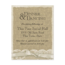 Tarjeta de Recepción de Encaje y Arpillera Vintage