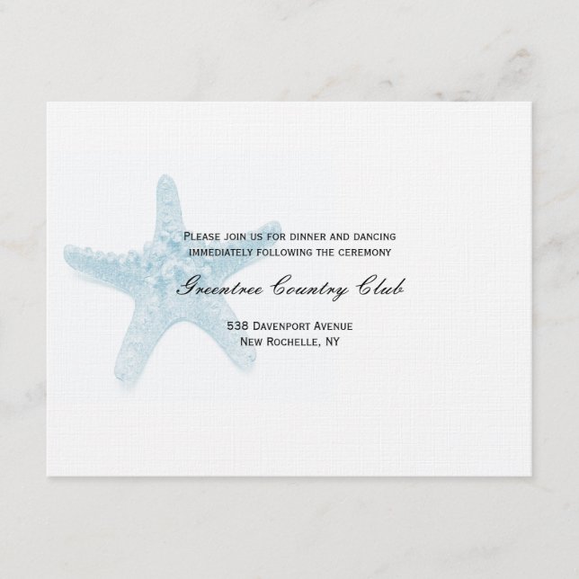 Tarjeta de Recepción de Estrella de Mar - Azul (Anverso)