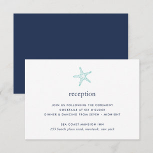 Tarjeta de Recepción de Estrella de Mar Turquesa y