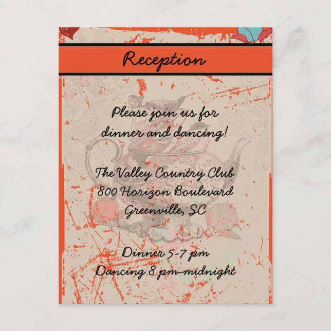 Tarjeta de Recepción de Fantasía de Tetera Grunge (Anverso)