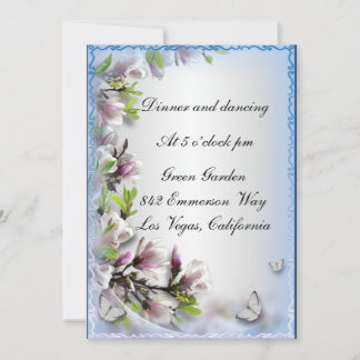 Tarjeta de Recepción de Floral Morado y Mariposa E