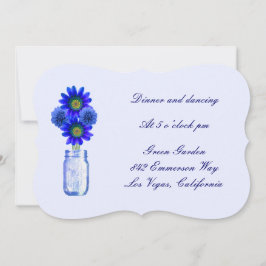 Tarjeta de Recepción de Flores Azules en Tarro de 