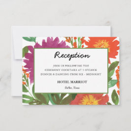 Tarjeta de recepción de flores de acuarela