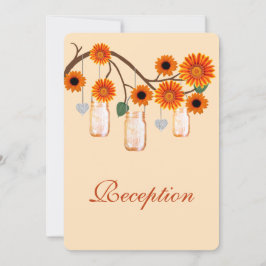Tarjeta de Recepción de Flores Naranjas en Tarros 