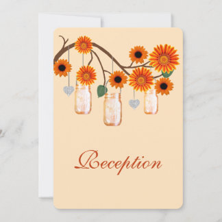 Tarjeta de Recepción de Flores Naranjas en Tarros
