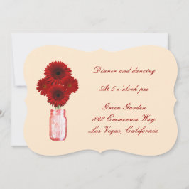 Tarjeta de Recepción de Flores Rojas en Tarro de M