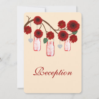 Tarjeta de Recepción de Flores Rojas en Tarros de