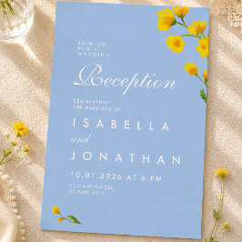 Tarjeta de recepción de flores silvestres azules y