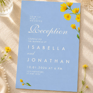 Tarjeta de recepción de flores silvestres azules y