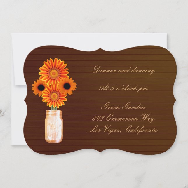 Tarjeta de Recepción de Frasco de Mason de Naranja (Anverso)