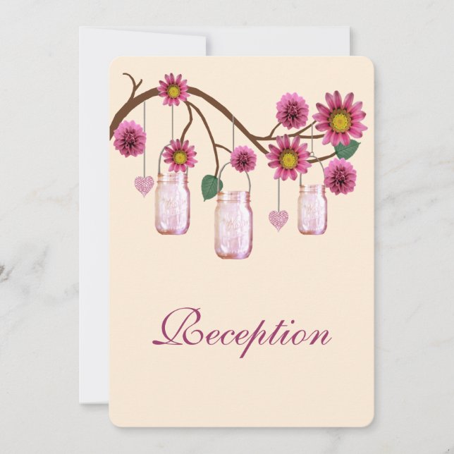 Tarjeta de Recepción de Frascos de Mason con Flore (Anverso)