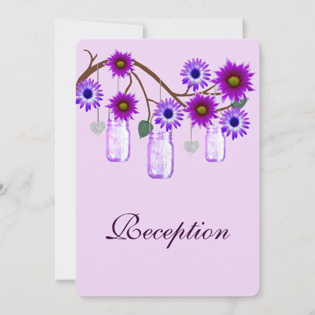 Tarjeta de Recepción de Frascos de Mason con Flore (Anverso)