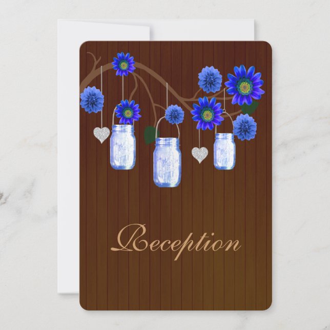 Tarjeta de Recepción de Frascos Mason Azul Rústico (Anverso)