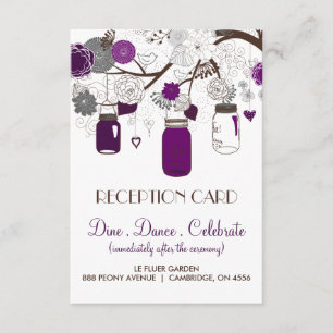 Tarjeta de recepción de frascos mason florales gri