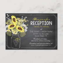 Tarjeta de recepción de girasoles y pizarras