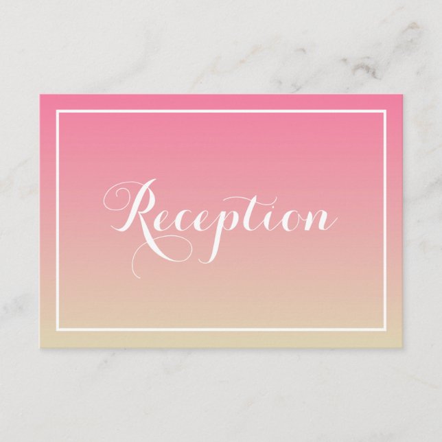 Tarjeta De Recepción De Guión Elegante Rosa Ombre (Anverso)