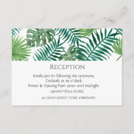 Tarjeta de recepción de hojas tropicales acuáticas